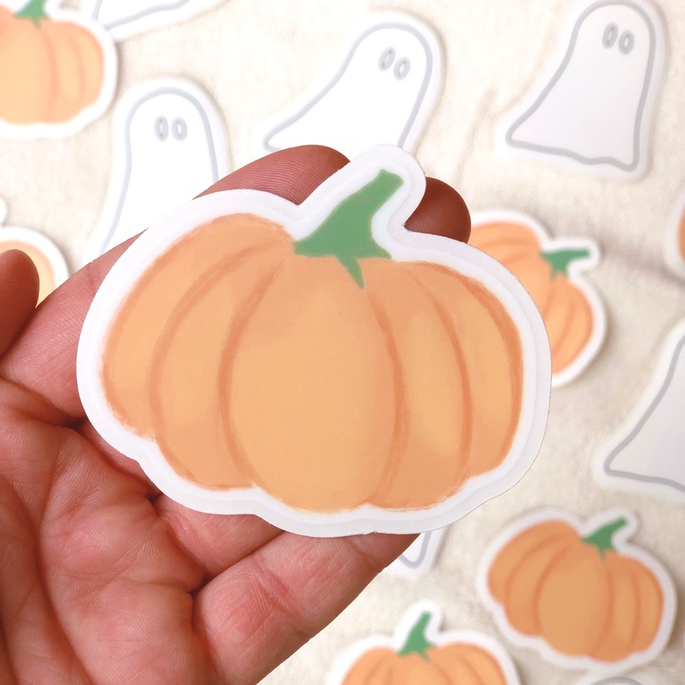 3” Harvest pumpkin sticker - scratch resistant durable vinyl